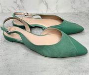 Naturalizer 27 Edit Flats Womens Size 6.5 Green Leather Pointed Toe Slingback