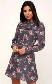 Wander Cassidy Navy Blue Floral Print Mini Dress