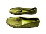 MANOLO BLAHNIK Roadster Green Suede Driving Loafers Mocs Terry Lined Sz 37