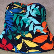 Stapless Tankini Top Women's Small Tropical Print Multi Colored