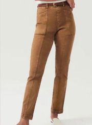 Spanx Stretch Twill Straight Leg Pull On Pant in Acorn SZ 4 Petite Small