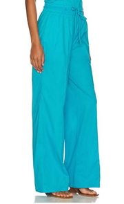 Lovers + Friends Rockaway Baggy Wide Leg Pant MEDIUM Cerulean Blue Beach NEW