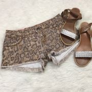 Distressed Animal Print Shorts