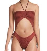 BCBGMAXAZRIA Leopard Halterneck One-Piece Swimsuit New with Tags Size 8