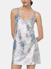 Desigual Dorotea Metallic Mini Dress Spaghetti Strap Shine V Neck V Back Medium