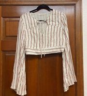 Tularosa shimmer striped wide sleeve crop top medium