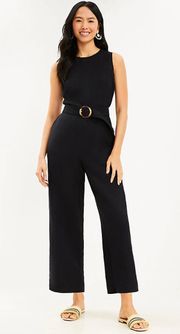 Linen Blend Belted Jumpsuit