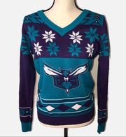 NBA Charlotte Hornets Fair Isle Sweater SZ L Blue Purple