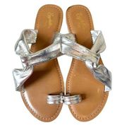 Seychelles Great Unkown Metallic Silver Toe Loop Sandals