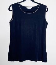 Simply Misook Black Acrylic Knit Sleeveless Blouse Shirt Size Medium Petite