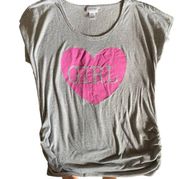 Motherhood Maternity Girl Mom Pregnancy Tee Shirt Size Medium Gray and Pink