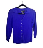 J. A. C. Women’s Bold Blue Blouse Large Buttons Cardigan Size Medium