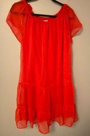 Wrapper Red Ruffle Short Sleeve Dress Women's Size Medium