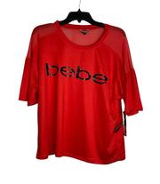 Bebe Sport Womens Top Size Large Hibiscus SS Stretch Wicking Quick Dry T-Shirt