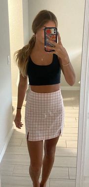 Pink And White Plaid Skirt