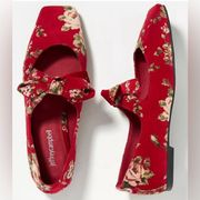 Jeffrey Campbell ballet flat Amit Mary Jane Flats red floral square toe