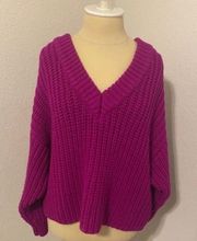 Purple “Crop” V-Neck Sweater