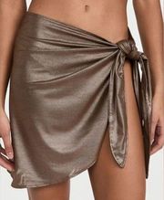 Good American Size 5-8 2x-5x Mocha Foil Leg Daze Sarong Beach Coverup Side Tie