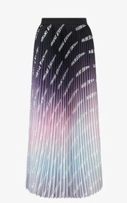 Armani Exchange Pleated Hammered Long Skirt Satin Colorful Spellout Size 4