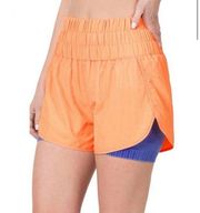 Zenana Cross Country Smocked Waist Running Shorts Sherbet Orange Size Medium