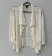 Ralph Lauren Ivory Linen Blend Waterfall Lightweight Open Cardigan Sz Small