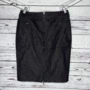 Dalia Collection Size 6 Black 2-Way Zip Front Denim Pencil Skirt