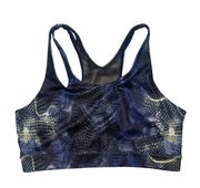 Joylab blue yellow black strappy sleeve padded sports bra women’s size XL