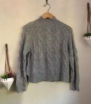 NWT J. Crew oversized gray Mockneck cable-knit sweater