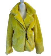Juicy couture black label bright yellow teddy bear moto style winter jacket