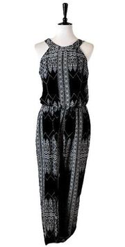 Charlotte Russe Jumpsuit Blouson Elastic Waist Tapered Leg Black White Women’s L