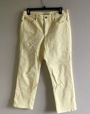 Lands’ End mid rise cropped pale yellow jeans sz 6