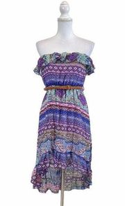 Strapless High Low Summer Sundress Medium w/ Belt