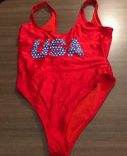 Forever 21  Red USA Graphic One-Piece Swimsuit