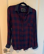 Rails Maroon & Blue Plaid Button Down Shirt | S