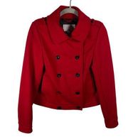 Old Navy Women's Size‎ Small Red Button Up Wool Long Sleeve Pea Coat Jacket