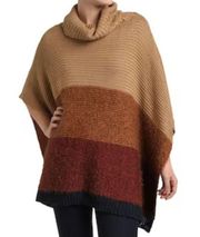 Color Block Turtleneck Poncho