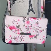 Pink Floral Crossbody Wallet Purse