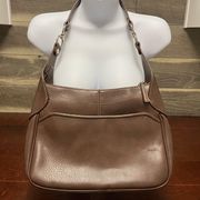 Brown Purse Shoulder Bag With 2 External Zipper Compartments