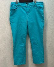 LRL Lauren Jeans Co. Ralph Lauren | Turquoise Modern Stretch Cropped Jeans