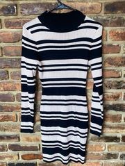 Say What? Tan Black Ribbed Knit Mini Sweater Dress Women's Size XL