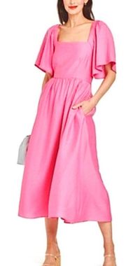 by Target Flutter Sleeve Bow Tie Back Midi Dress Pink Large