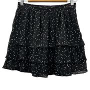 ZARA  Black & White Polka Dot Print Tiered Ruffled Mini Skirt Size S