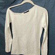 Cyrus: Asymmetrical sweater- off the shoulder on one side- Cream- size S