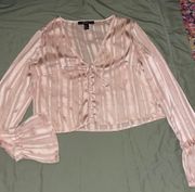 Glittery Button Up Blush Pink Top