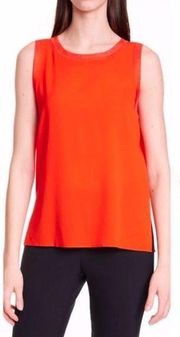 BOSS Hugo Boss Istora Fine Stretch Silk Shell Top in Dark Marigold Orange sz 10