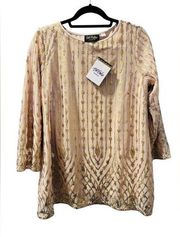 Bob Mackie NWT Gold Sequins Lined Women's Blouse Size Medium