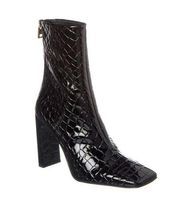 NWT Good American Patent Leather Embossed Snakeskin Boots 7.5 Black