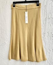 NWT Diane Von Furstenberg 100% Wool Gail Pull On Midi Skirt Camel Women's Size 6