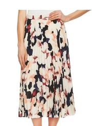 1.state Womens Printed Pleated Skirt, Off-White, Size 8.