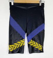 Koral Linha Black Blue Yellow High Rise Biker Shorts Women's Size Small